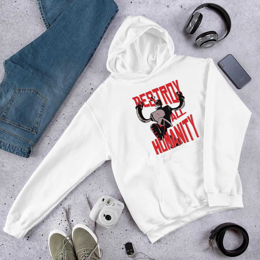 Destroy Humanity Unisex Hooded Sweatshirt — White