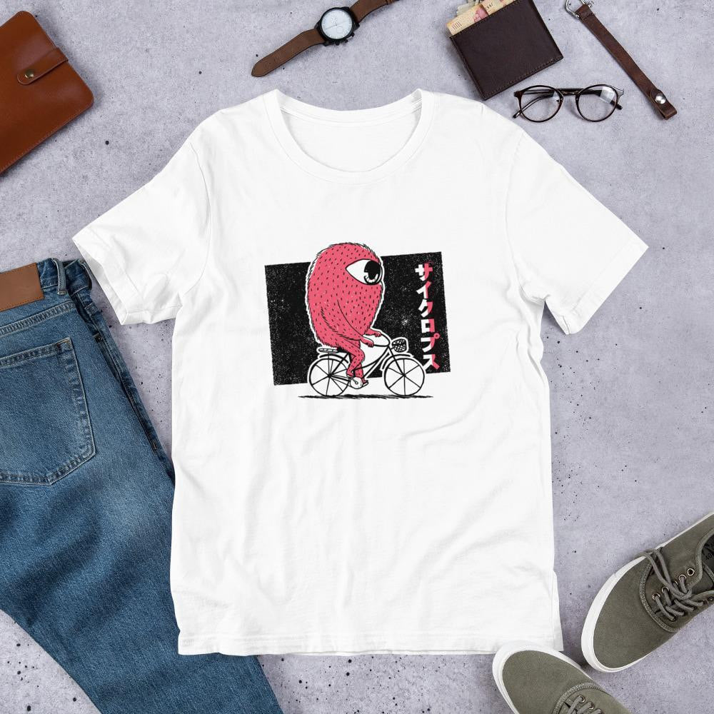 Cyclops Riding Bike Half Sleeve T-Shirt — White