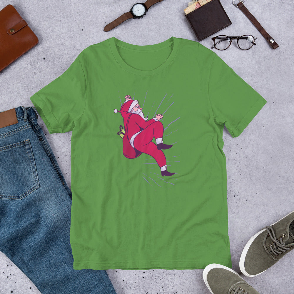 Santa Climbing Half-Sleeve T-Shirt — Leaf