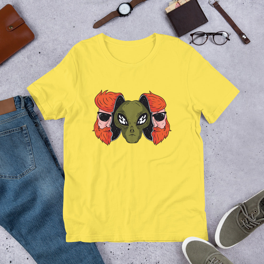 Alien Hipster Unisex Half-Sleeve T-Shirt — Yellow