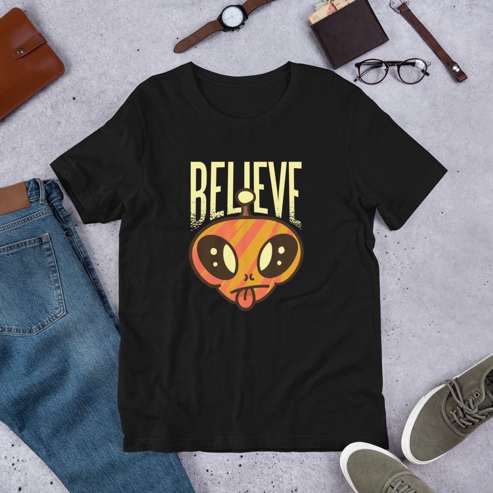Believe Alien Half-Sleeve T-Shirt — Black