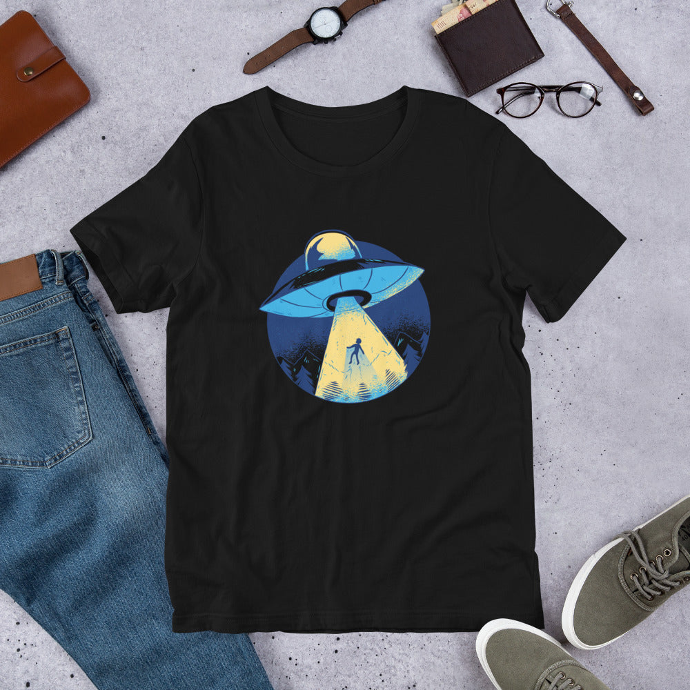 Alien Abduction Unisex Half-Sleeve T-Shirt — Black