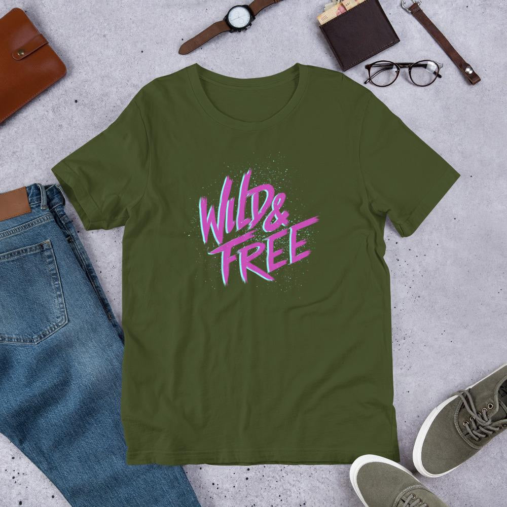 Wild & Free Half-Sleeve T-Shirt — Olive