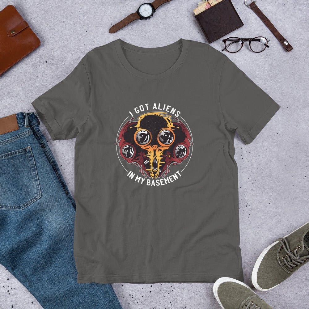 Aliens In Basement Unisex Half-Sleeve T-Shirt — Asphalt