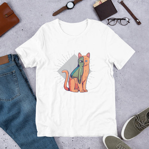Alien Cat Costume Unisex Half-Sleeve T-Shirt — White