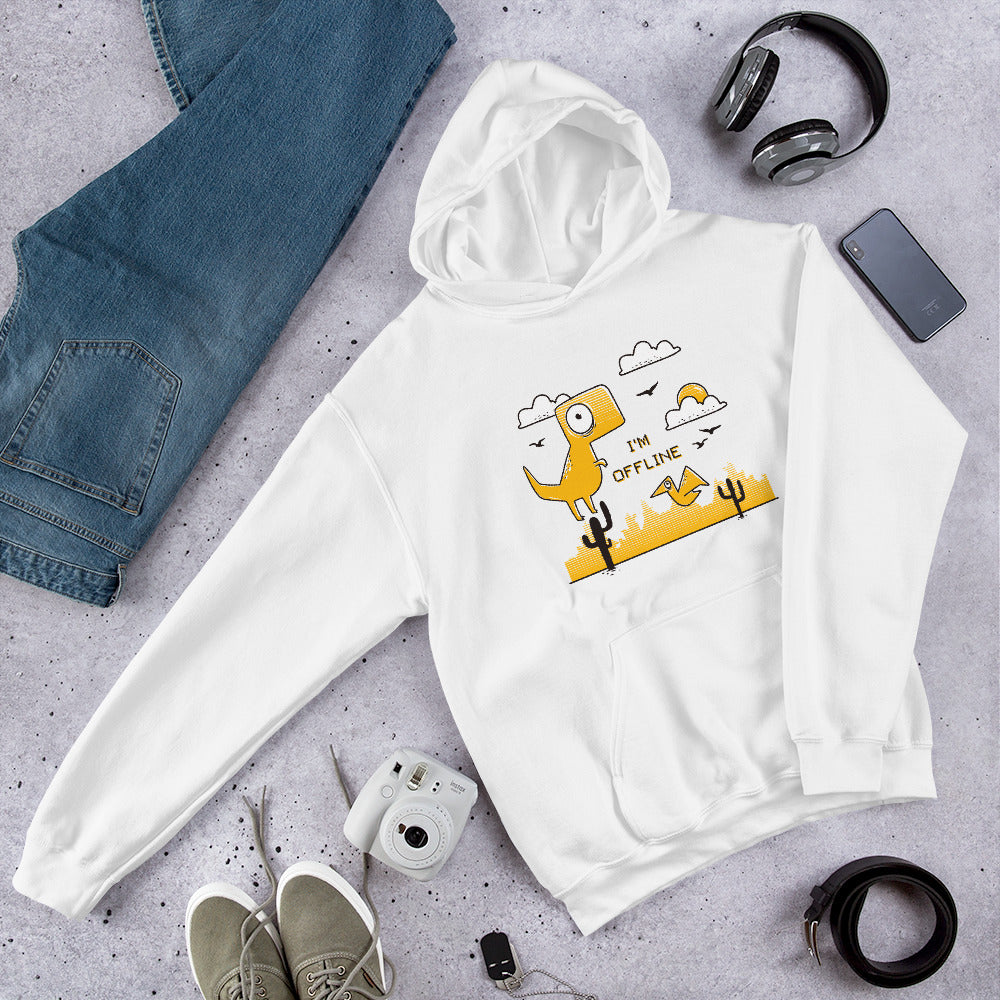 I'm Offline Unisex Hooded Sweatshirt — White