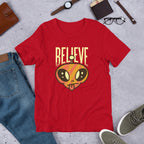 Believe Alien Half-Sleeve T-Shirt — Red