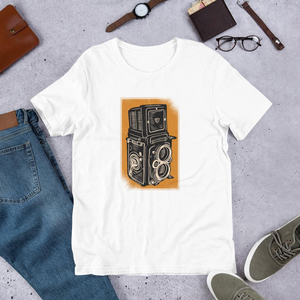 Vintage Rolleiflex Camera Half Sleeve T-Shirt — White