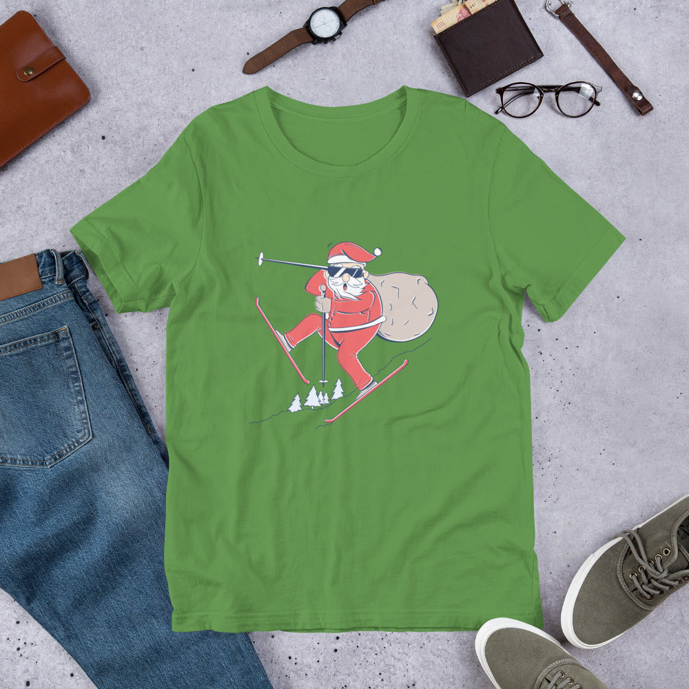 Santa Ski Half-Sleeve T-Shirt — Leaf