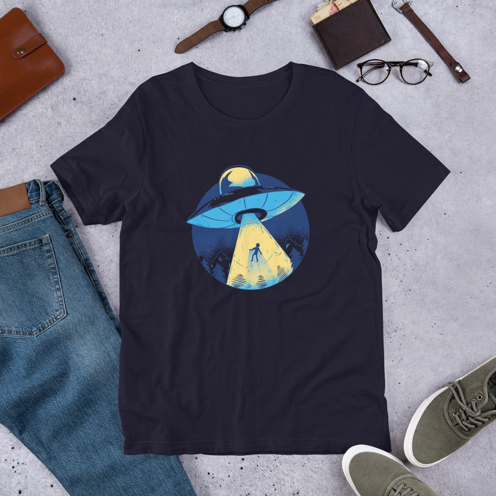 Alien Abduction Unisex Half-Sleeve T-Shirt — Navy