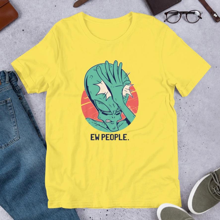 Alien Facepalm Half -Sleeve T-Shirt — Yellow