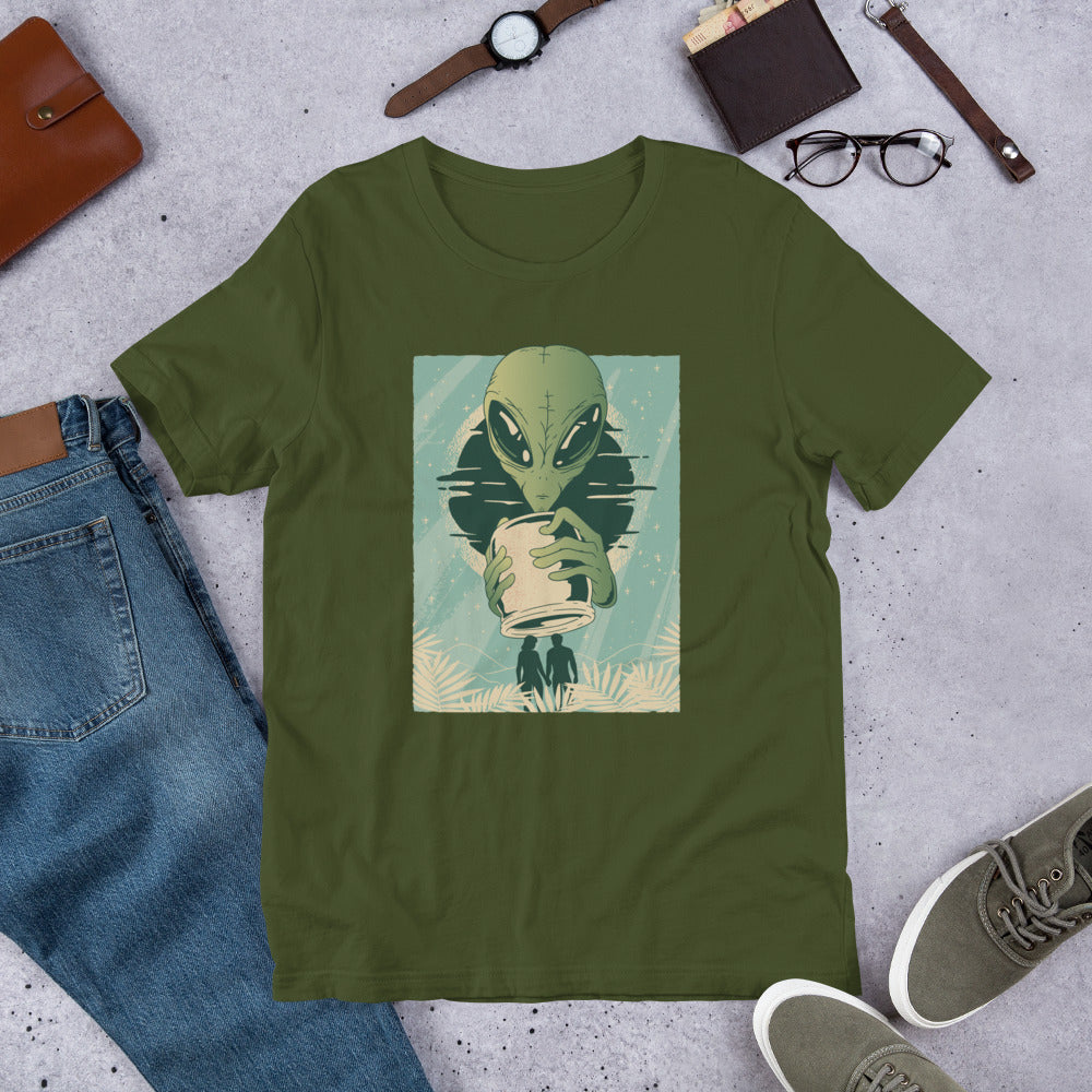 Alien Humans Abstract Unisex Half-Sleeve T-Shirt — detail view 2
