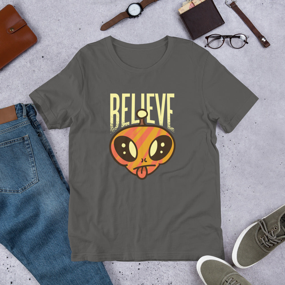 Believe Alien Unisex Half-Sleeve T-Shirt — Asphalt