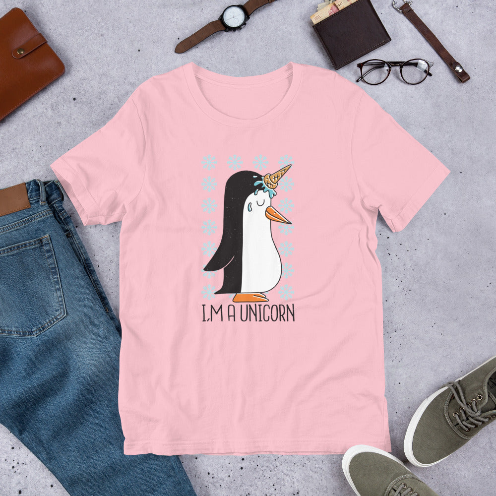 Penguin Unicorn Half-Sleeve T-Shirt — Pink