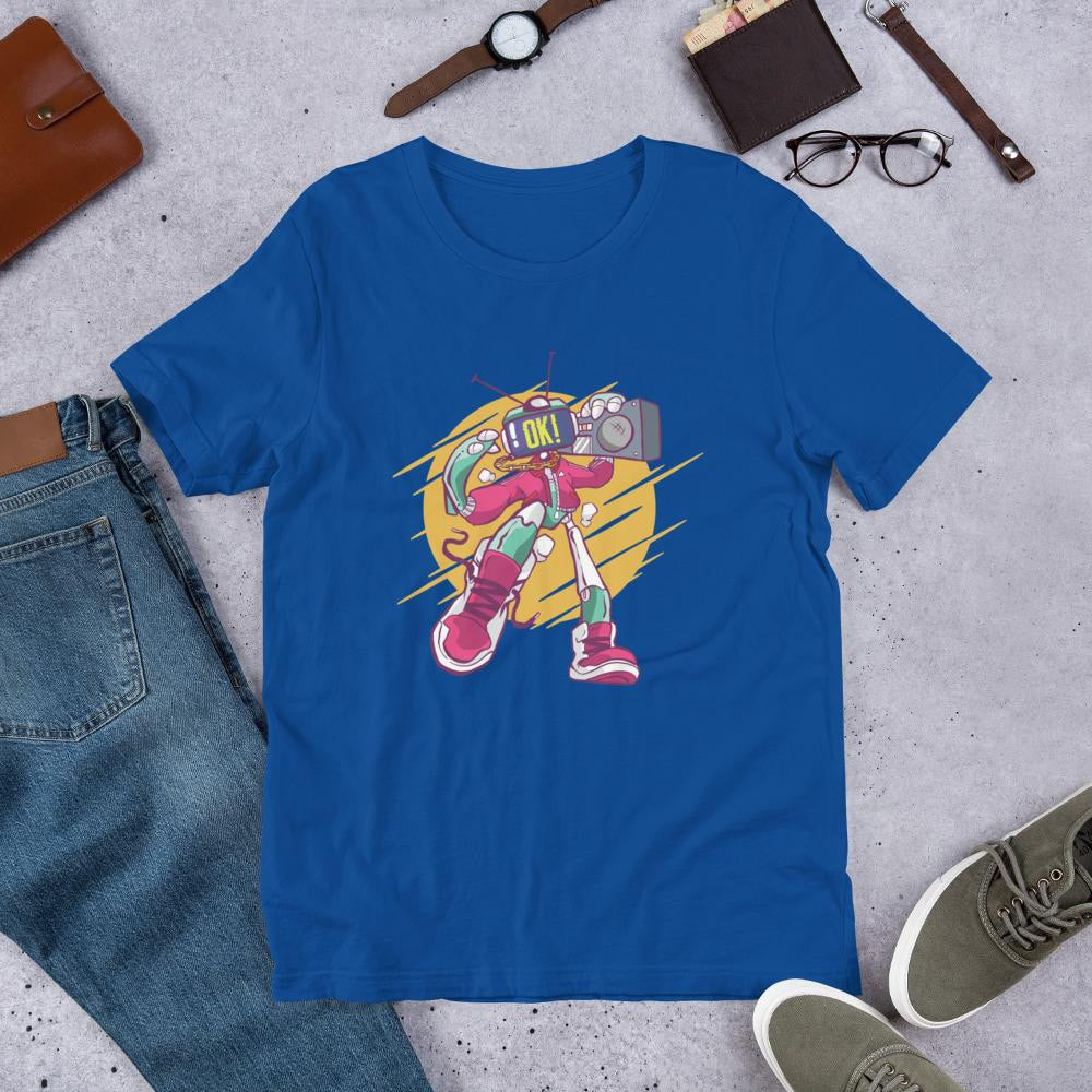 Robot Boombox Half Sleeve T-Shirt — True Royal