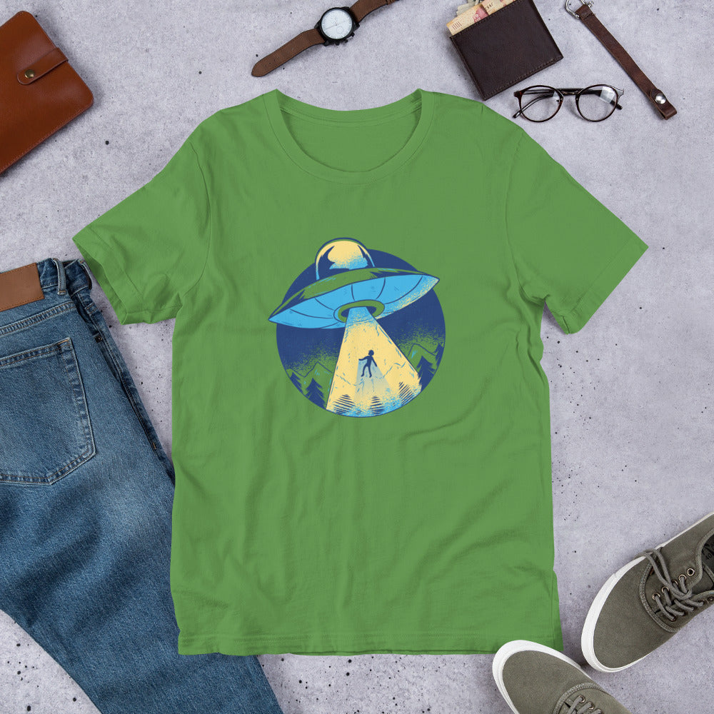 Alien Abduction Unisex Half-Sleeve T-Shirt — Leaf