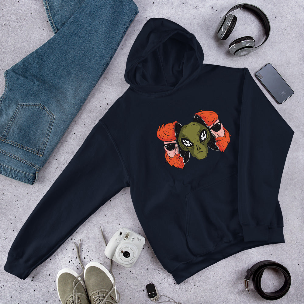 Alien Hipster Unisex Hooded Sweatshirt