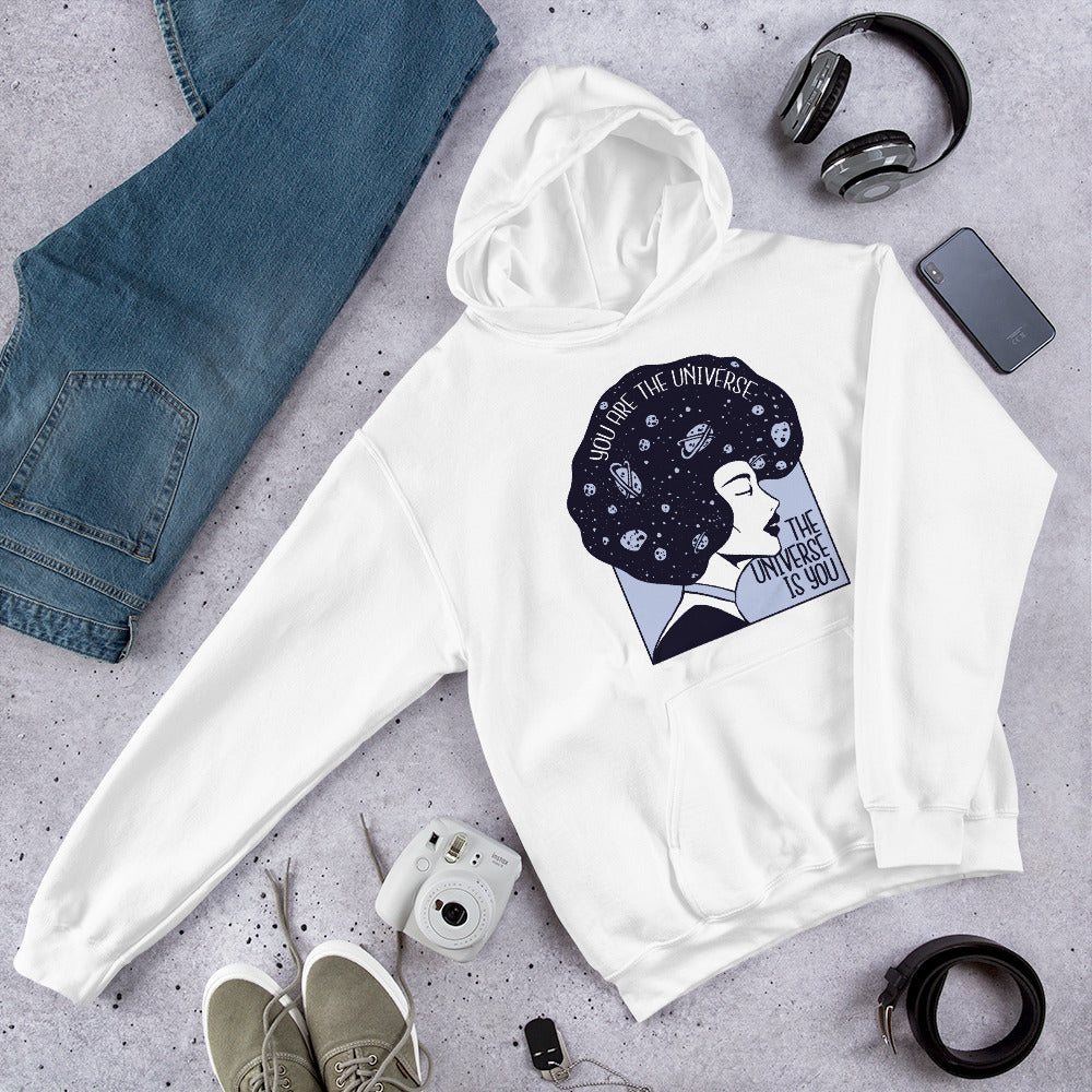Universe Girl Unisex Hooded Sweatshirt — White