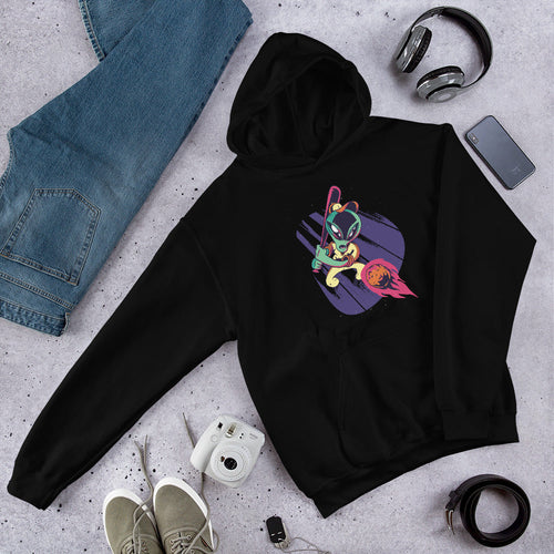 Alien baseball Unisex Hooded Sweatshirt — Black
