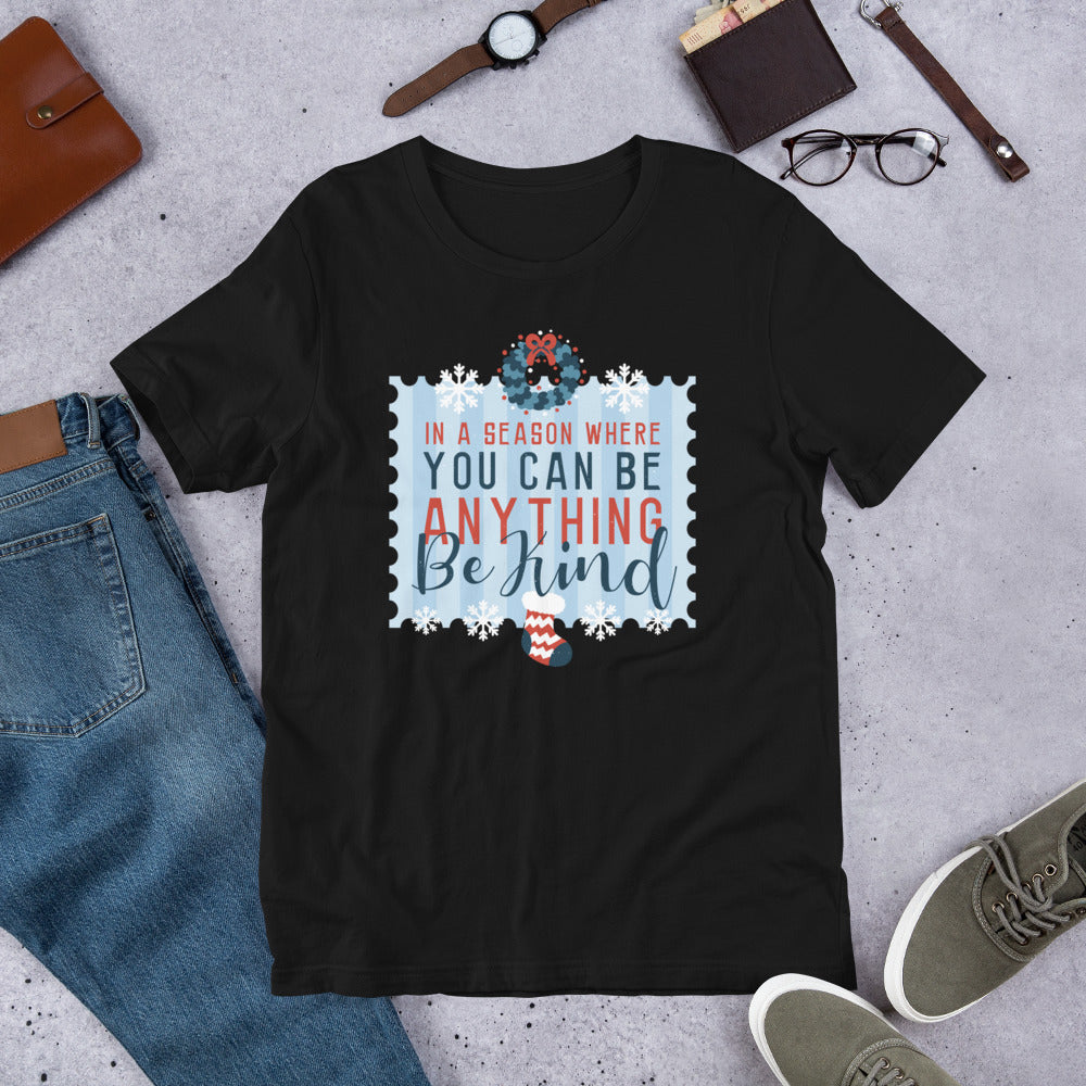 Be Kind Christmas Half-Sleeve T-Shirt — Black