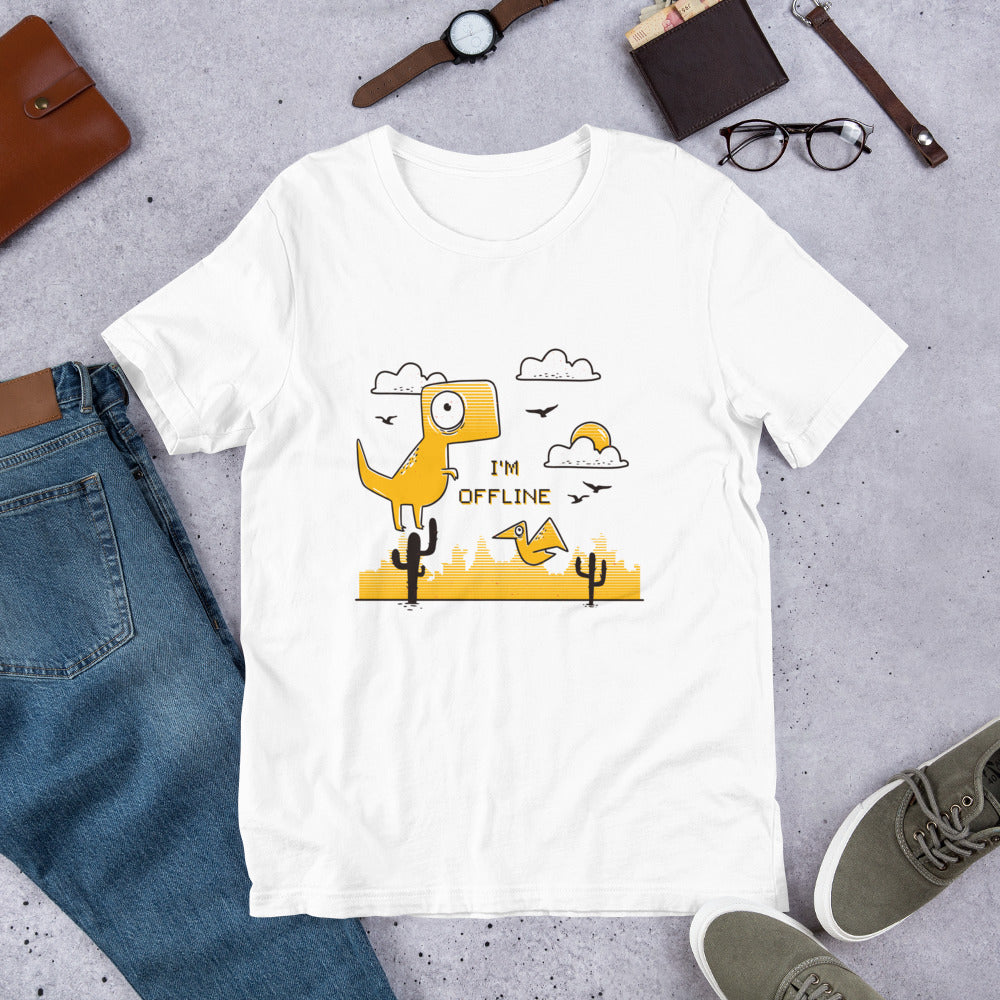 I'm Offline Half -Sleeve T-Shirt — White