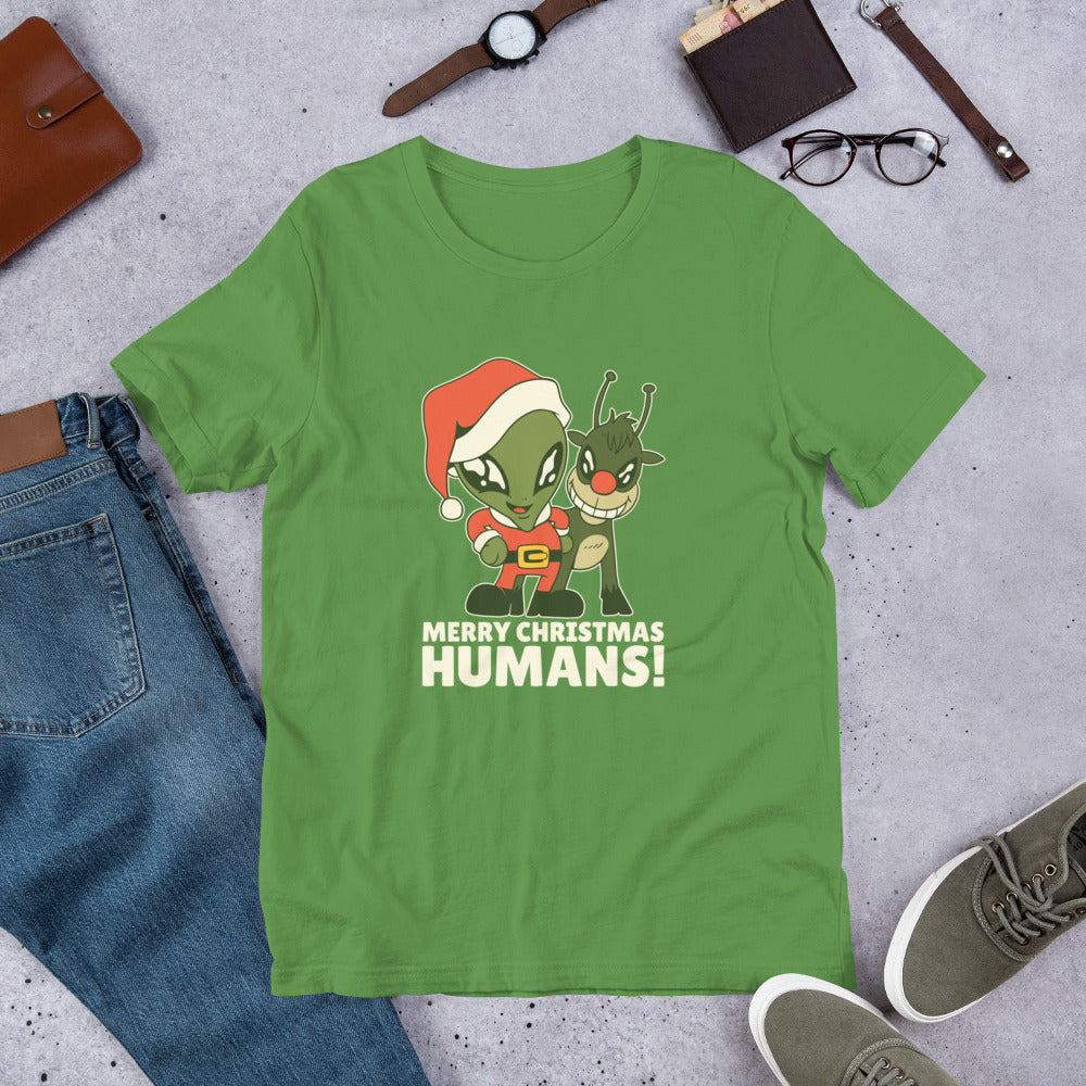 Alien Christmas Unisex Half-Sleeve T-Shirt — Leaf