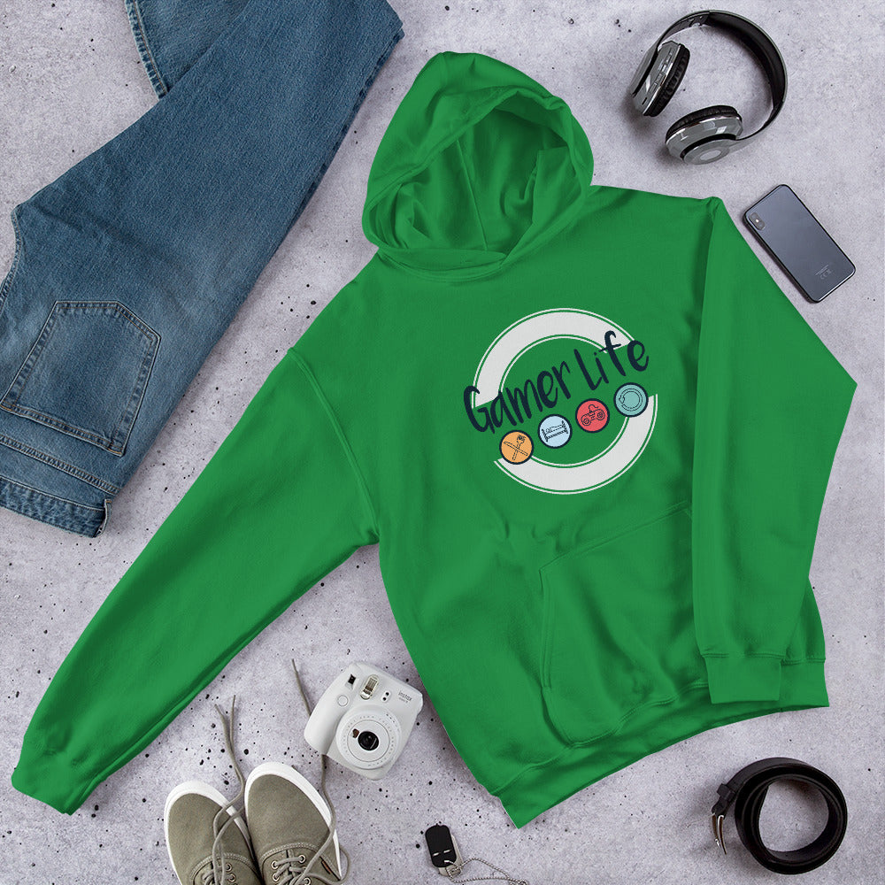 Gamer Life Unisex Hooded Sweatshirt — Irish Green