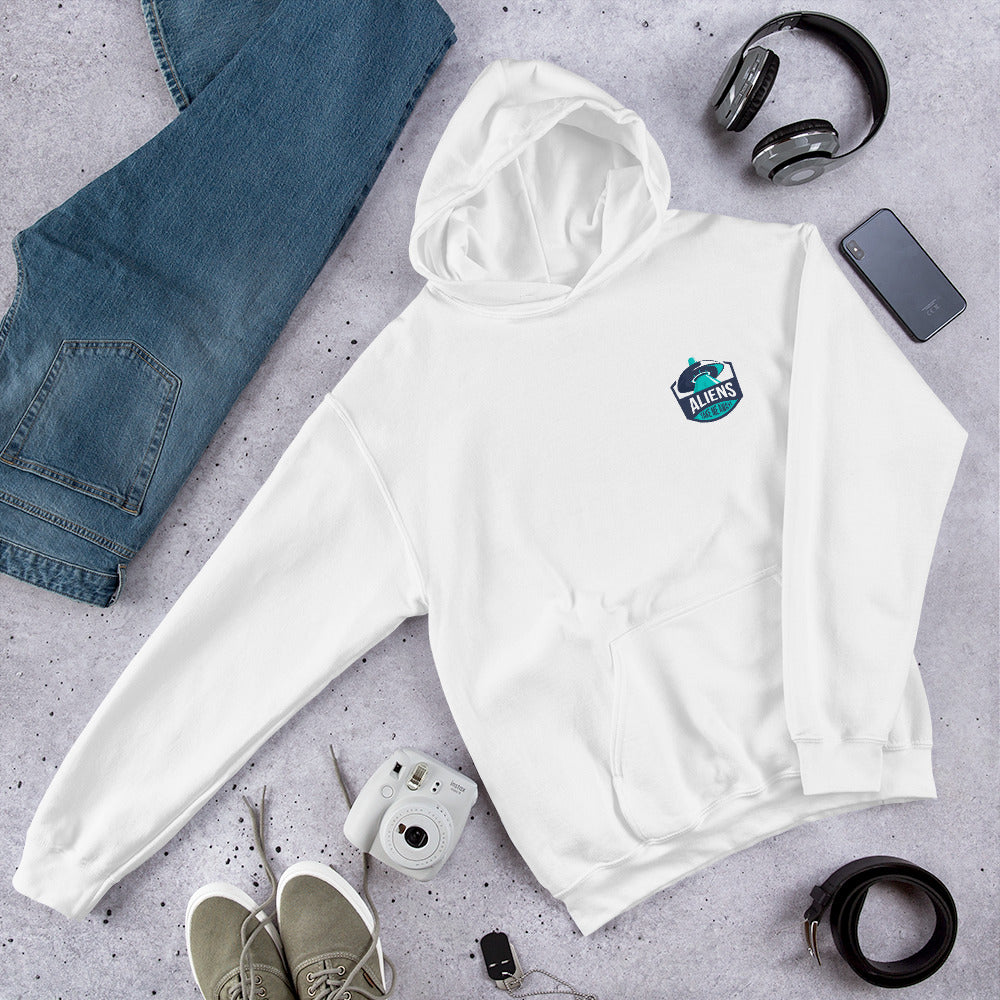 Aliens Take Me Away Unisex Hooded Sweatshirt — White