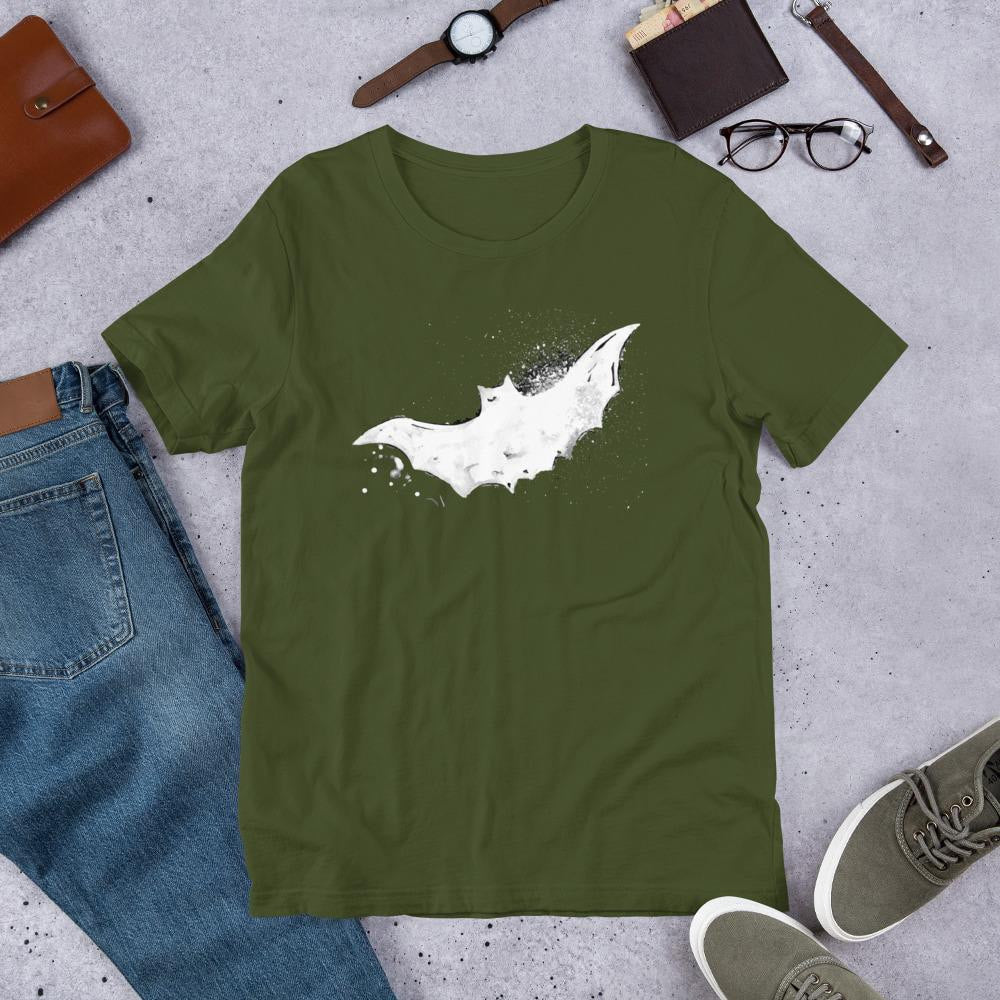 Bat Halloween Half-Sleeve T-Shirt — Olive