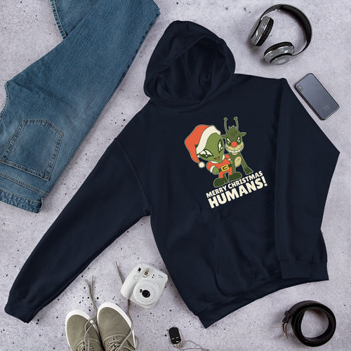 Alien Christmas Unisex Hooded Sweatshirt — Navy