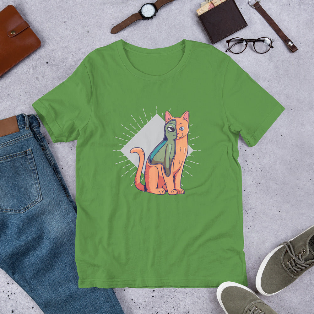 Alien Cat Costume Unisex Half-Sleeve T-Shirt — Leaf