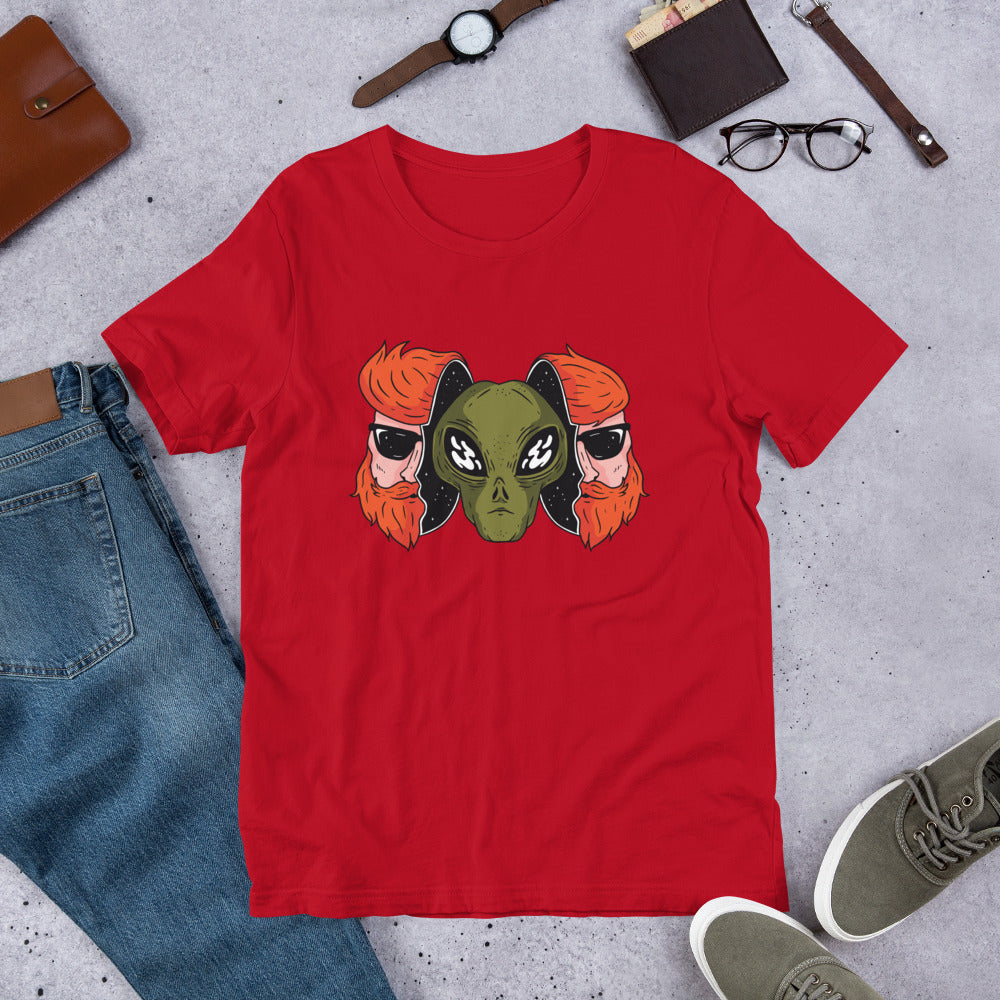 Alien Hipster Half-Sleeve T-Shirt — Red