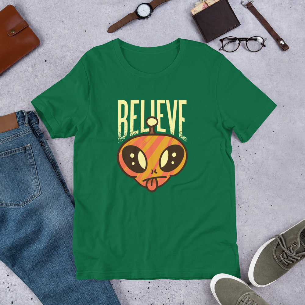 Believe Alien Unisex Half-Sleeve T-Shirt — Kelly
