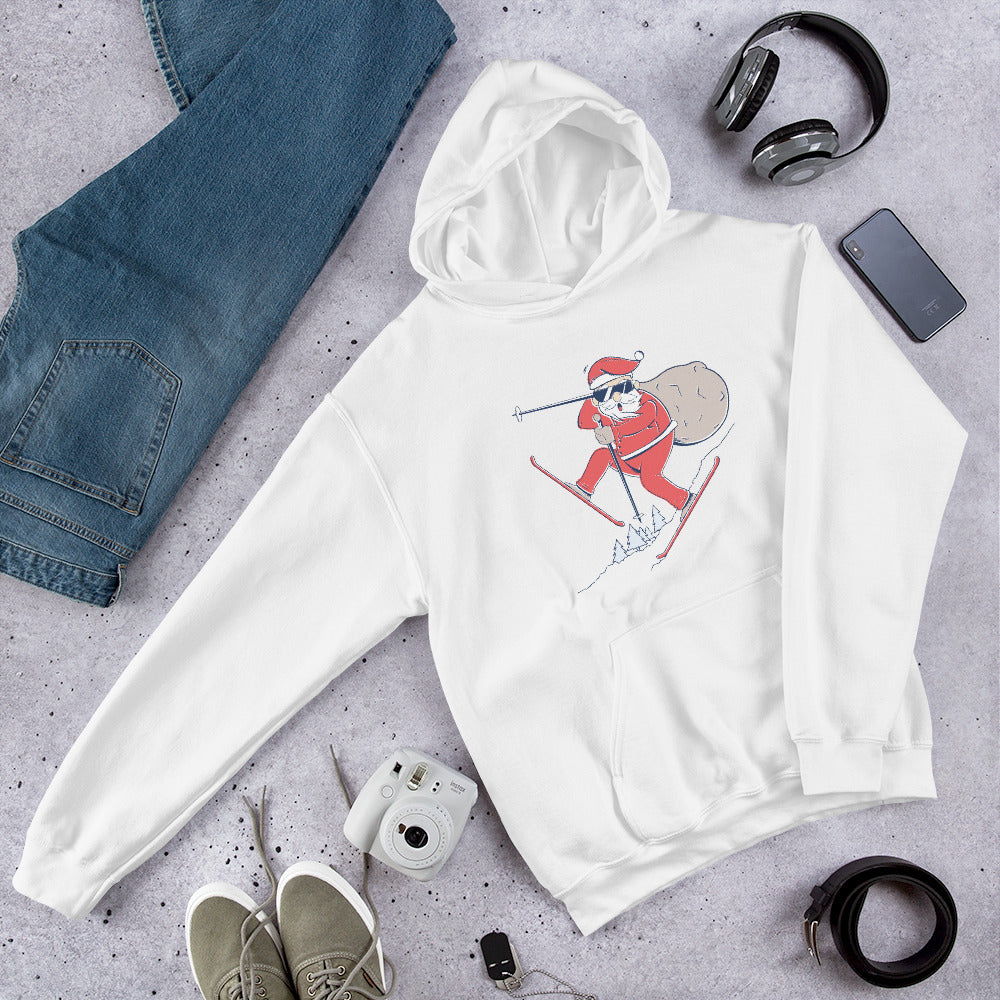 Santa Ski Unisex Hooded Sweatshirt — White