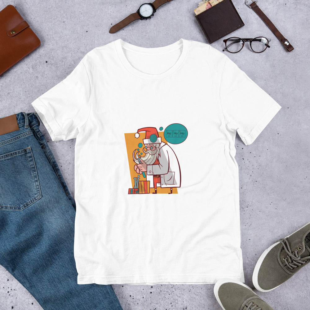 Santa Scientist Half-Sleeve T-Shirt — White