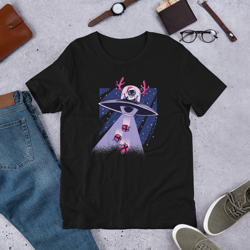 Alien Santa Unisex Half-Sleeve T-Shirt — Black