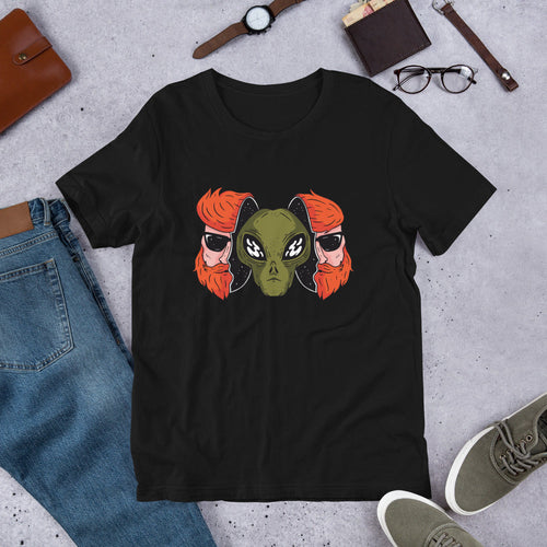 Alien Hipster Unisex Half-Sleeve T-Shirt — Black