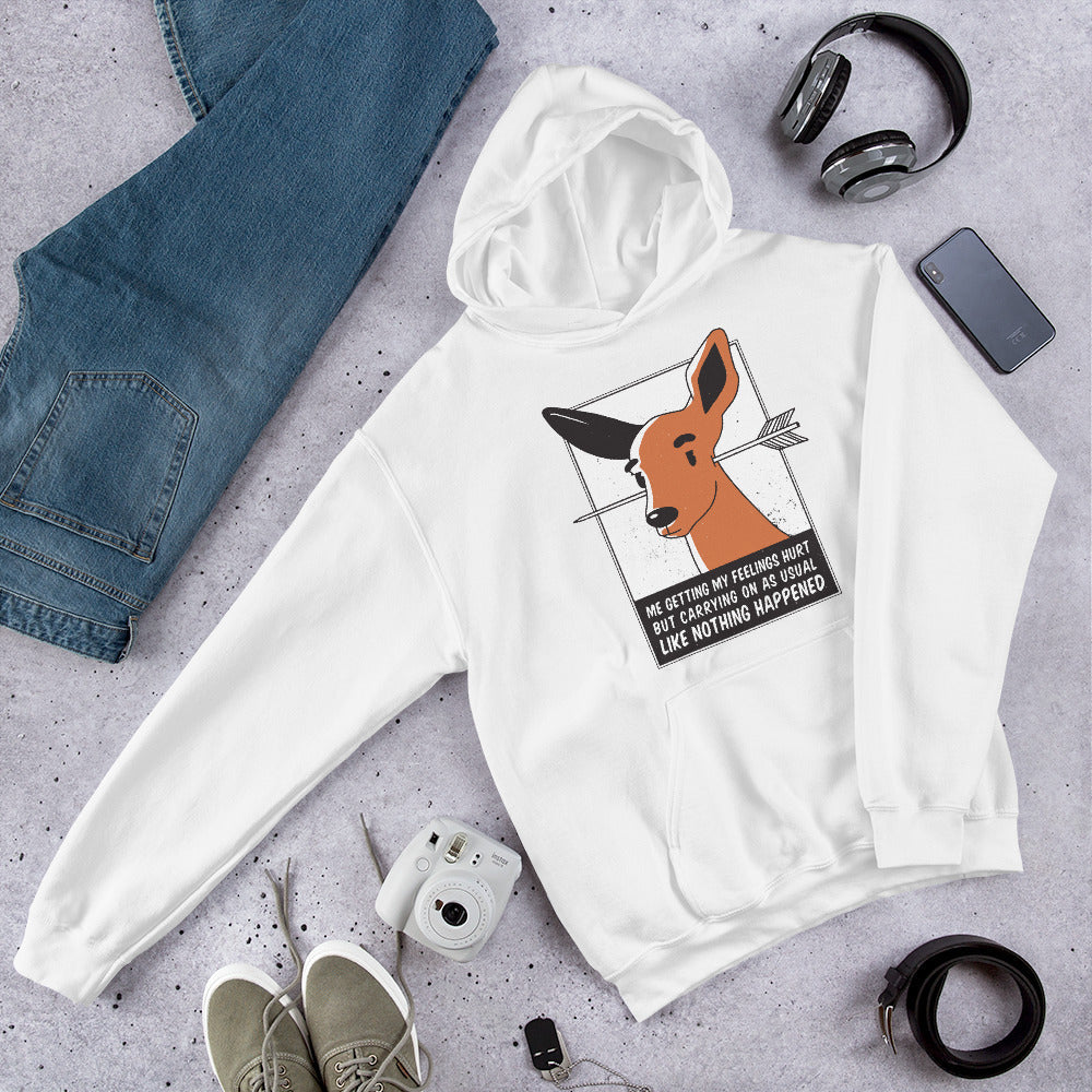 Feelings Hurt Unisex Hooded Sweatshirt — White