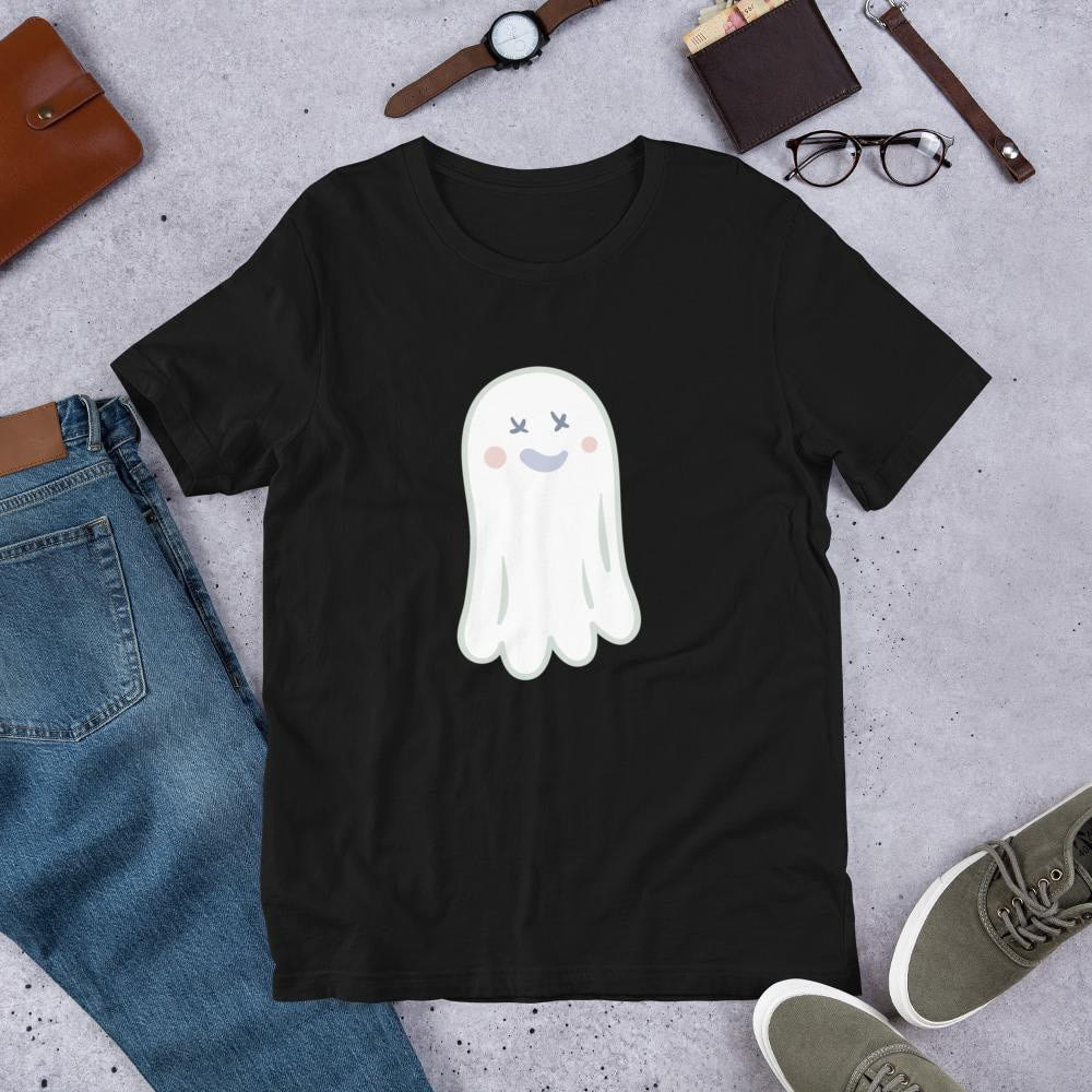 Ghost Halloween Half-Sleeve T-Shirt — Black