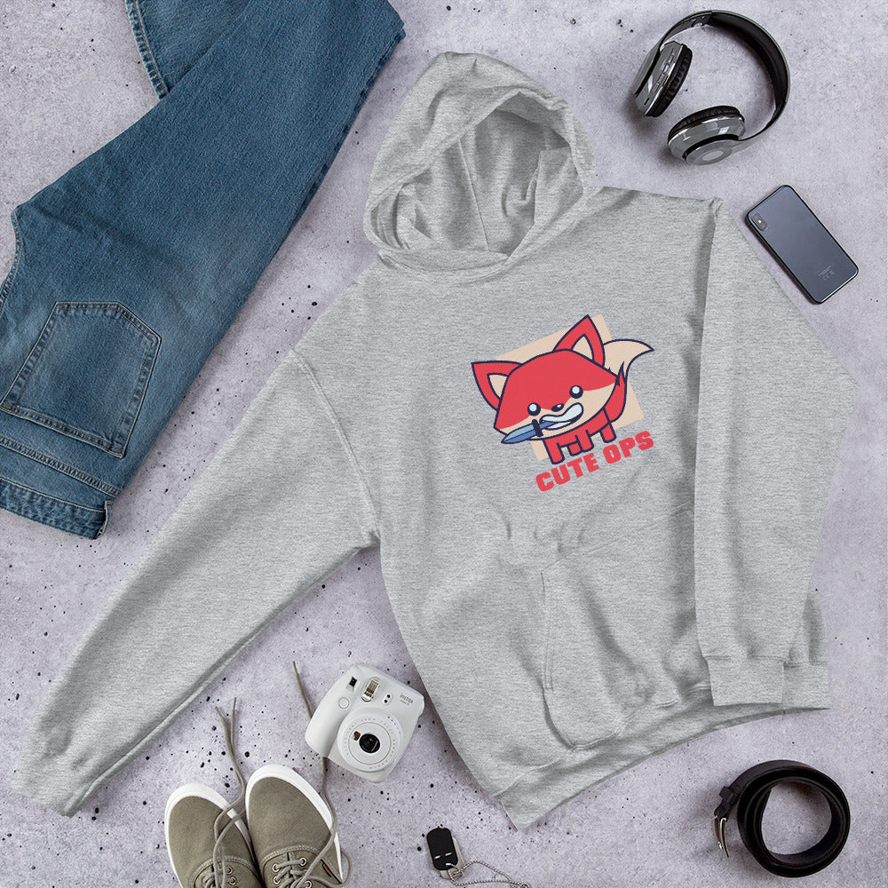Cute Fox Unisex Hooded Sweatshirt — Sport Grey
