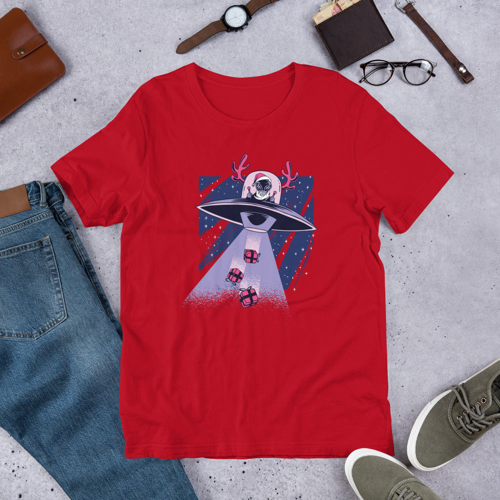 Alien Santa Unisex Half-Sleeve T-Shirt — Red