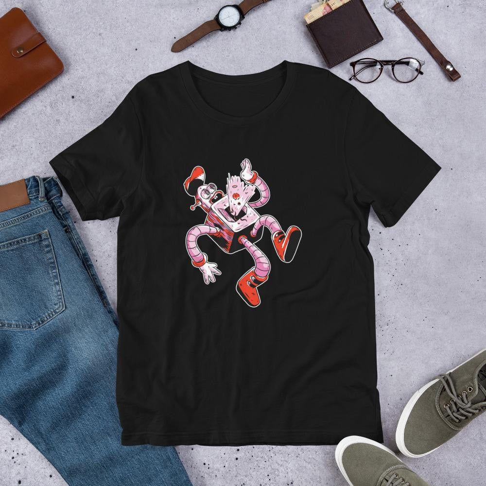 Falling Robot Half Sleeve T-Shirt — Black