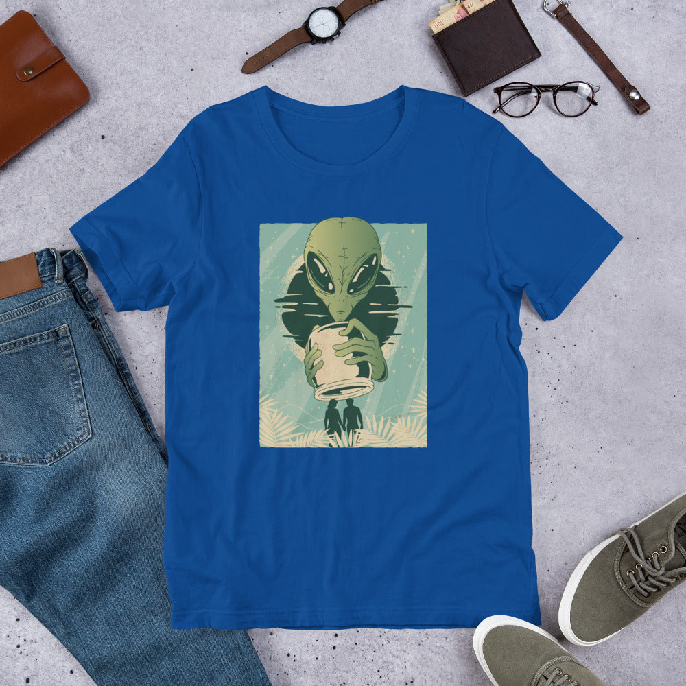 Alien Humans Abstract Unisex Half-Sleeve T-Shirt — True Royal