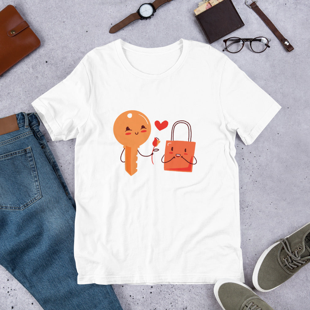 Key & Lock Love Half-Sleeve T-Shirt — White