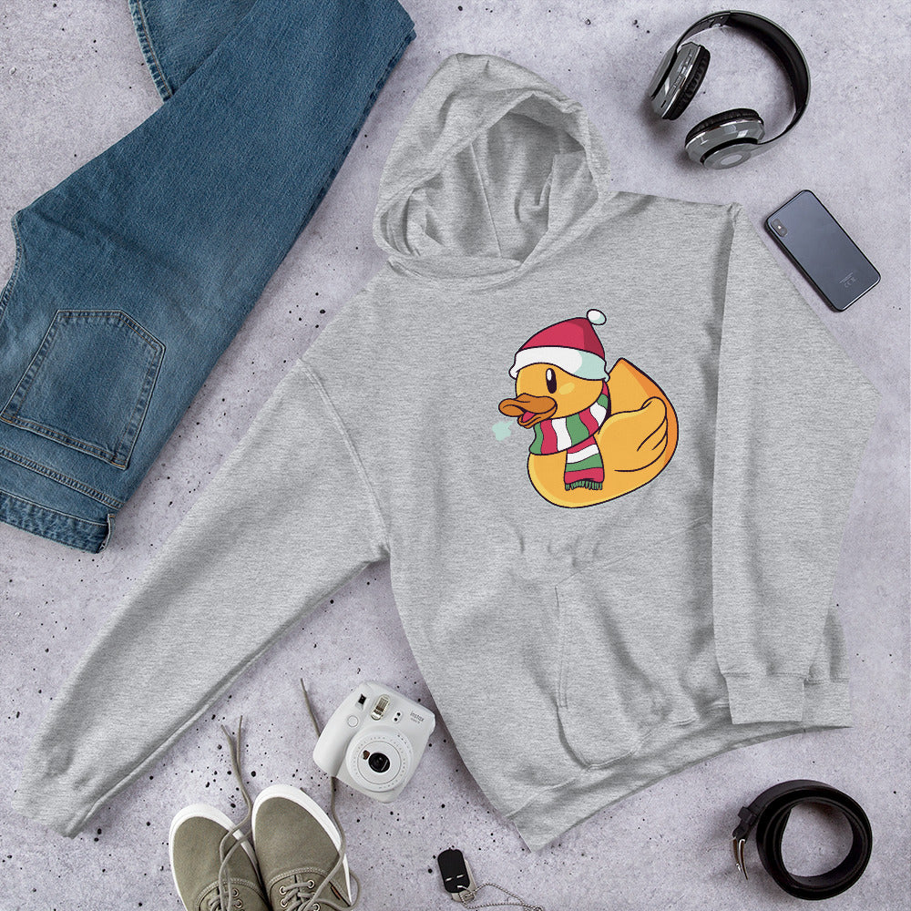 Christmas Duck Unisex Hooded Sweatshirt — Sport Grey
