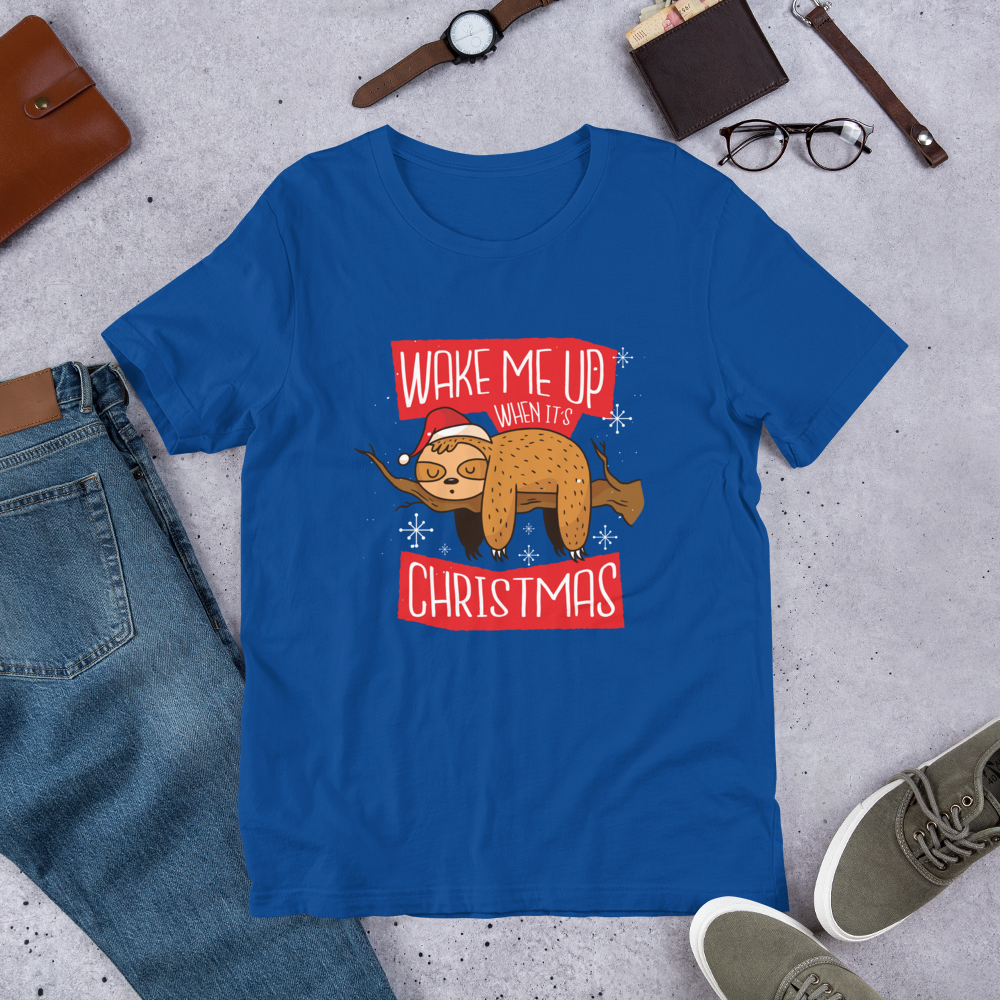 Wake Me Christmas Unisex Half-Sleeve T-Shirt — True Royal