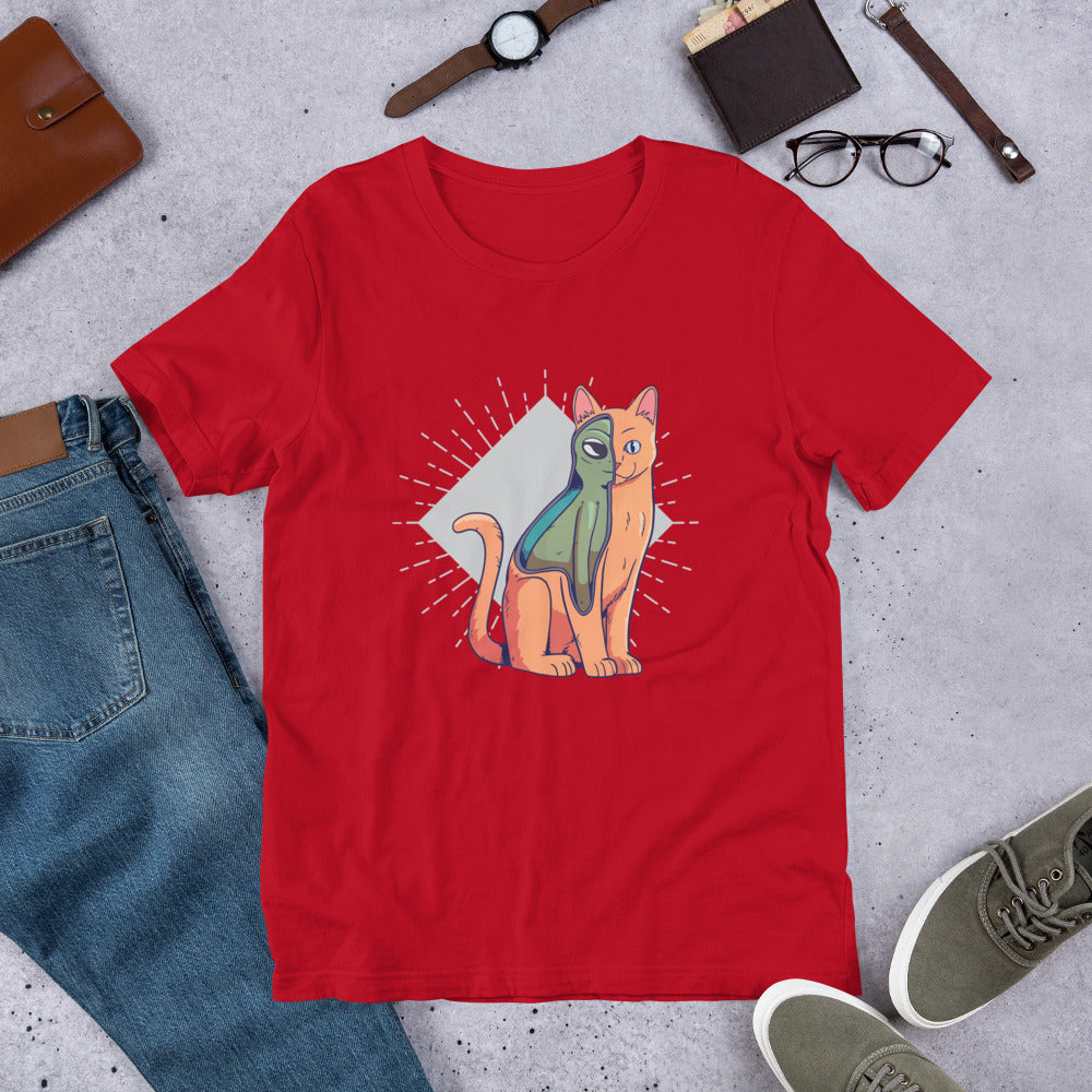 Alien Cat Costume Unisex Half-Sleeve T-Shirt — Red