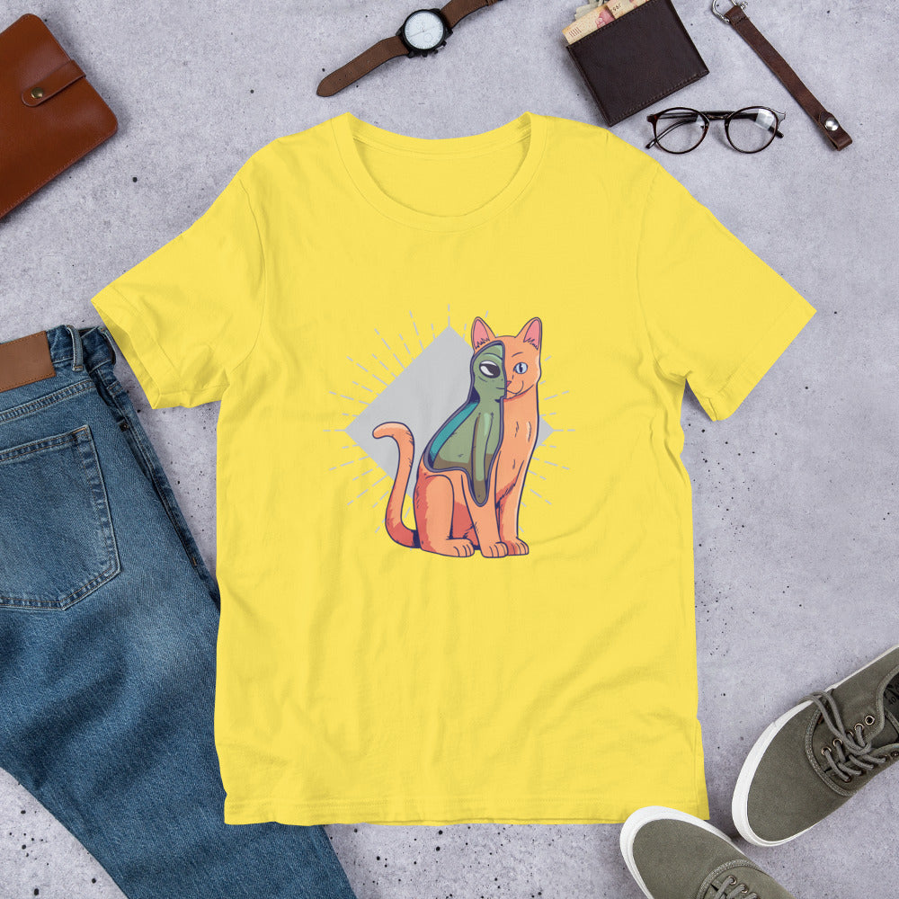 Alien Cat Costume Unisex Half-Sleeve T-Shirt — Yellow