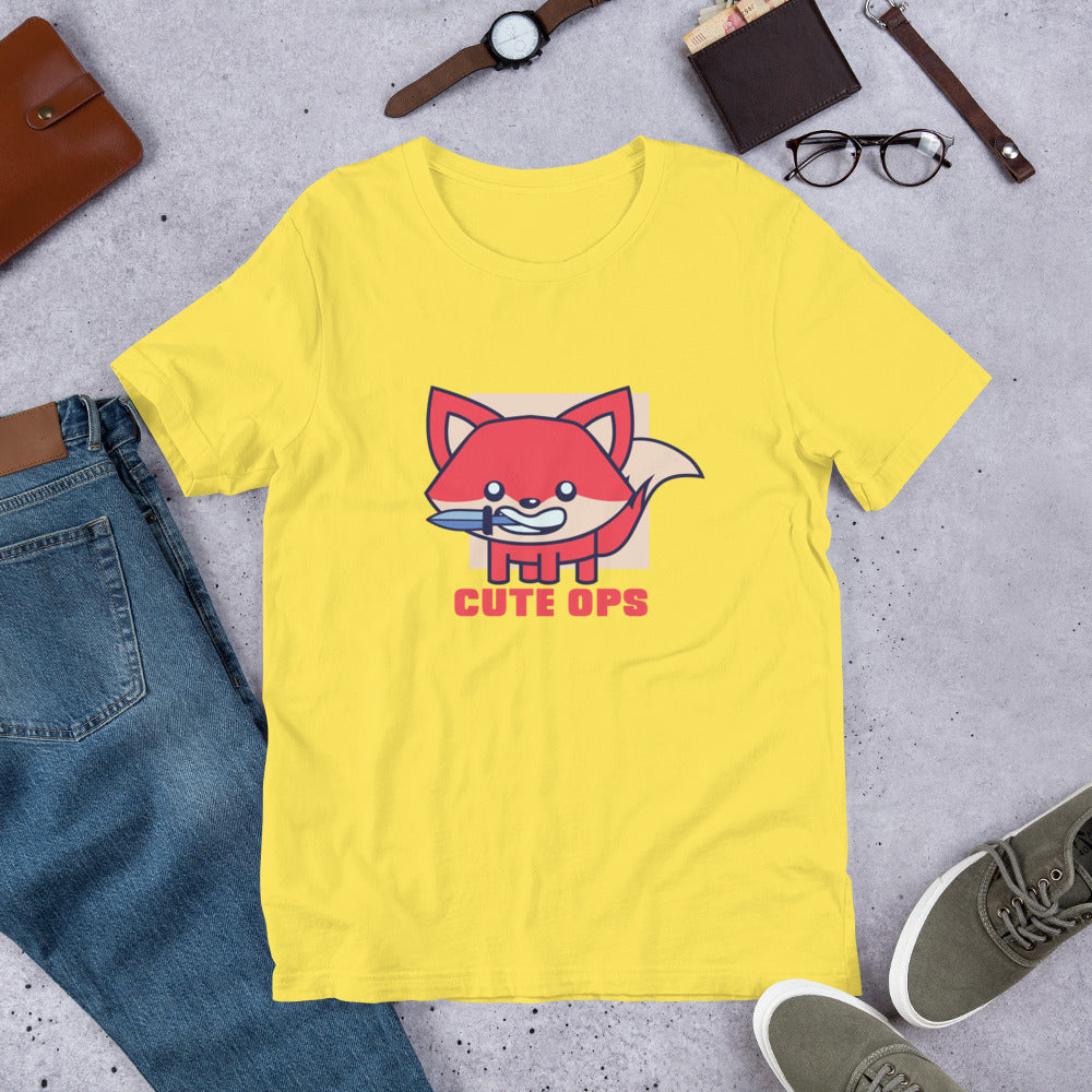 Cute Fox Half-Sleeve T-Shirt — Yellow