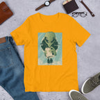 Alien Humans Abstract Unisex Half-Sleeve T-Shirt — Gold